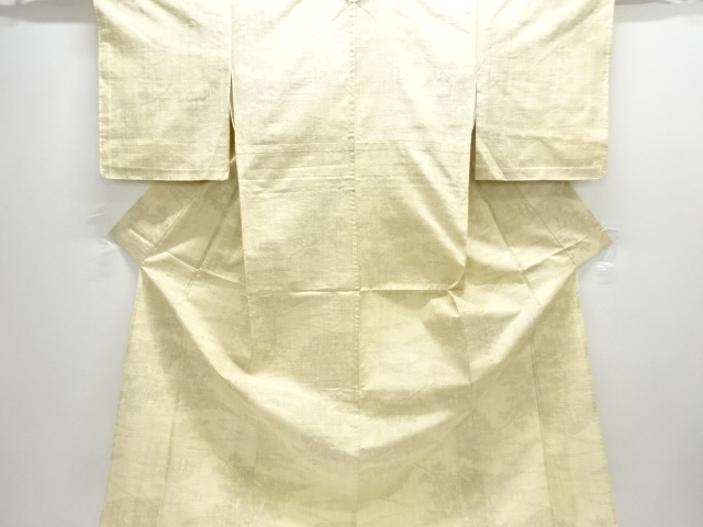 JAPANESE KIMONO / UNUSED HITOE TSUMUGI / WOVEN HOUSE SCENERY 